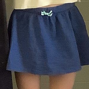 This navy blue skirt with shorts under is great for hanging out with friends!